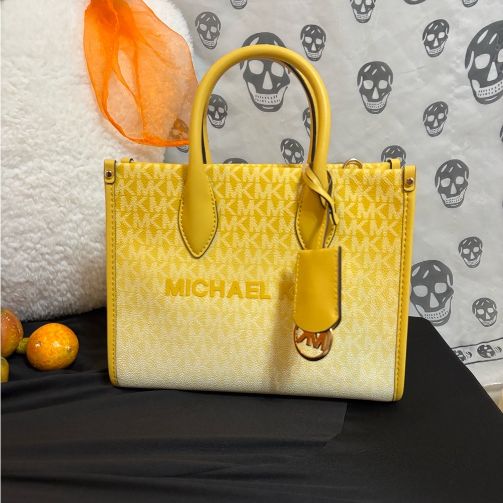 Michael Kors Yellow and Cream Satchel